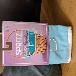 HTF Easter Basket Liner P Monogram Light Blue White Pastel Brand New Rev…